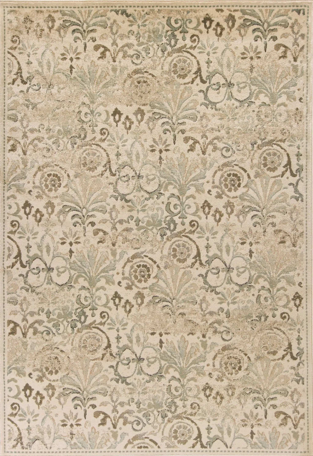 8' X 11' Ivory Machine Woven Floral Traditional Indoor Area Rug - Homeroots - Flyclothing LLC