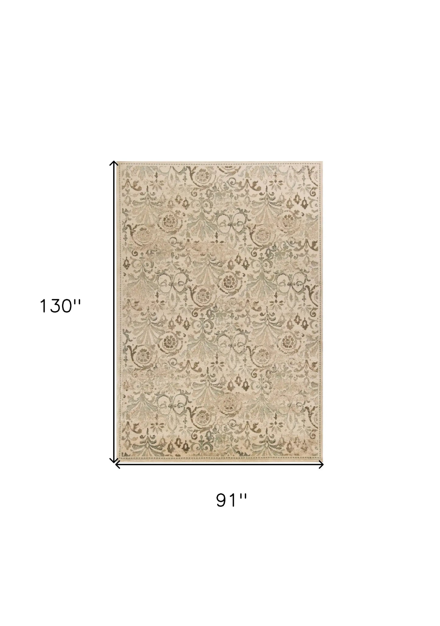 8' X 11' Ivory Machine Woven Floral Traditional Indoor Area Rug - Homeroots - Flyclothing LLC