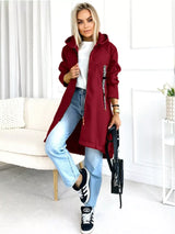Full Size Zip Up Longline Hooded Outerwear Plus Size - Trendsi - Flyclothing LLC