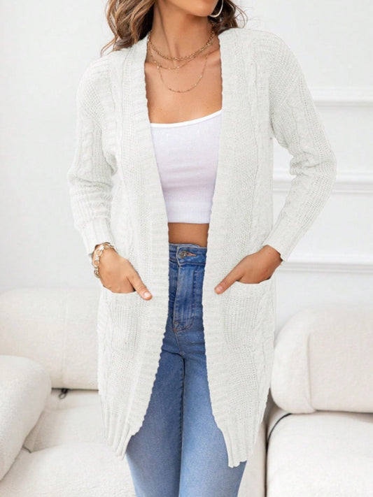 Open Front Long Sleeve Cardigan - Trendsi