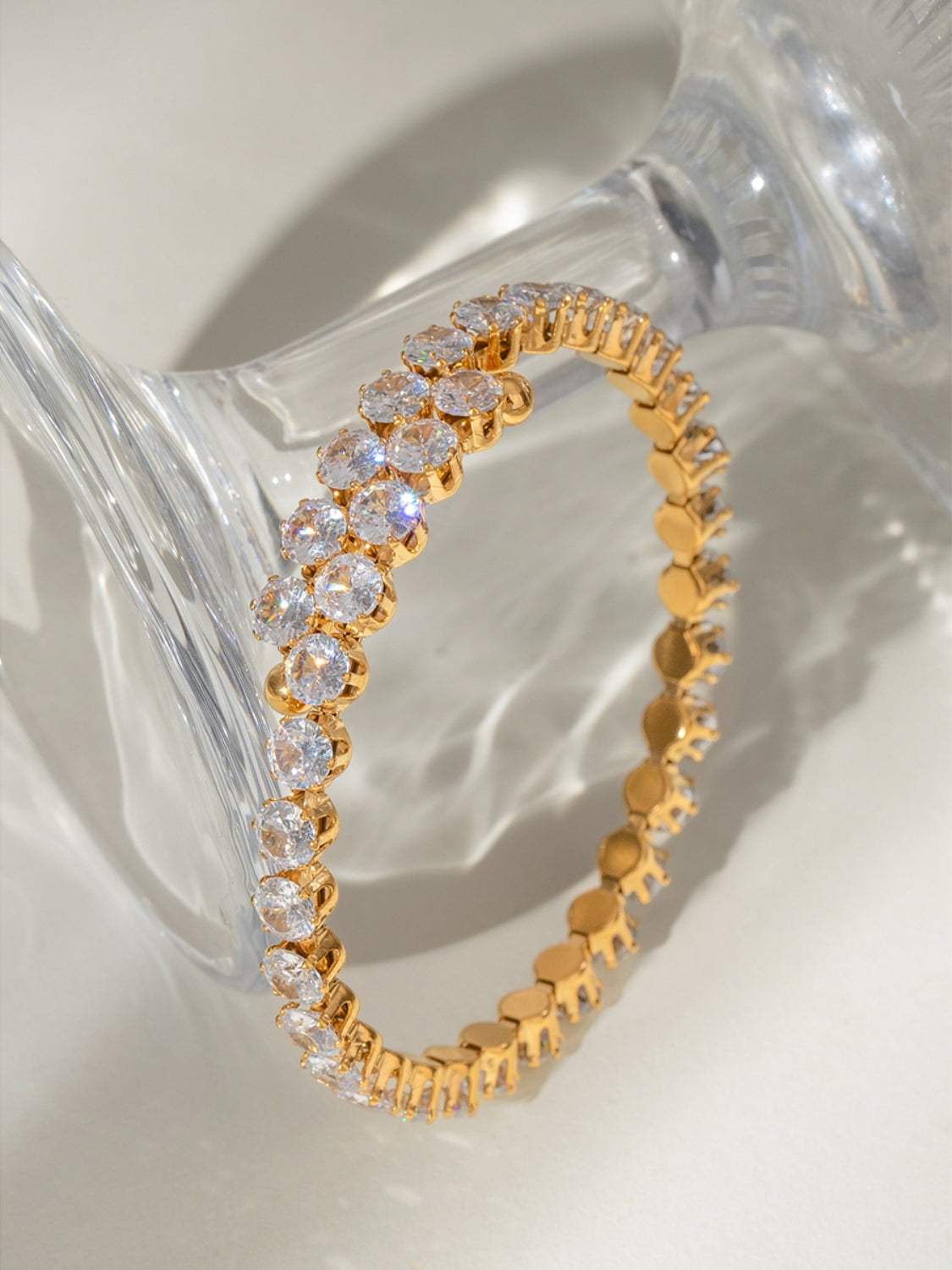 Stainless Steel Inlaid Zircon Bracelet - Trendsi - Flyclothing LLC