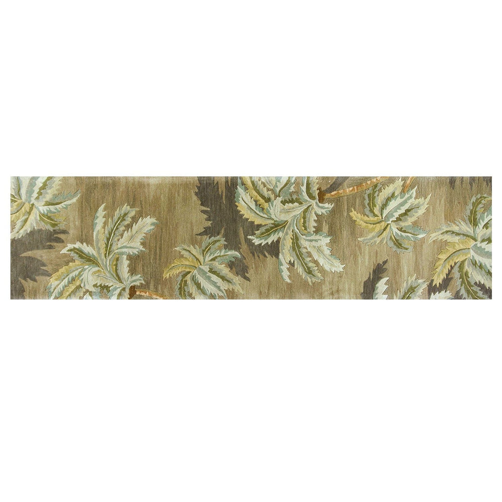 10' Moss Green Hand Tufted Tropical Trees Indoor Runner Rug - Homeroots