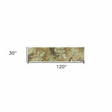 10' Moss Green Hand Tufted Tropical Trees Indoor Runner Rug - Homeroots