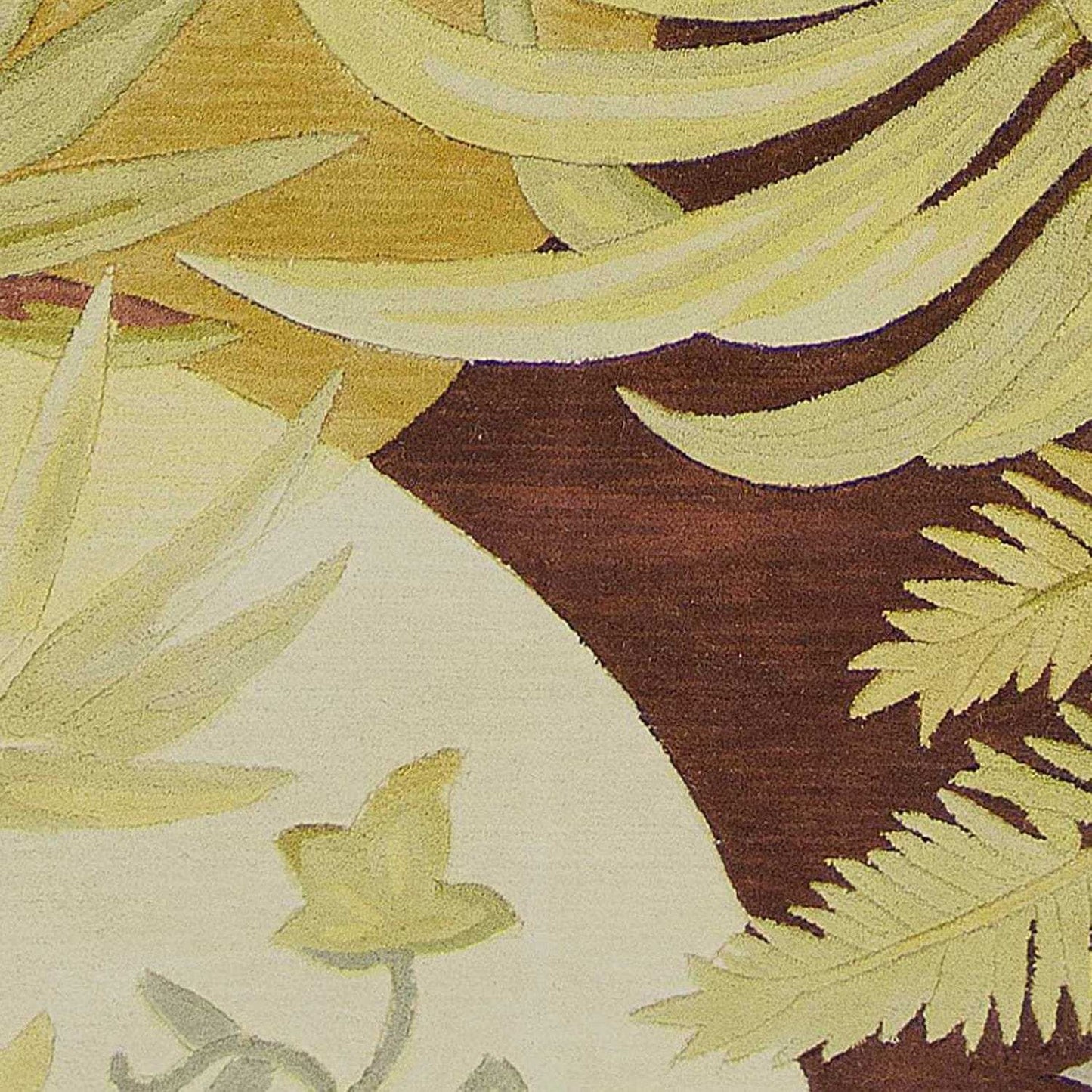 10' Coral Ivory Hand Tufted Tropical Plants Indoor Runner Rug - Homeroots - Flyclothing LLC