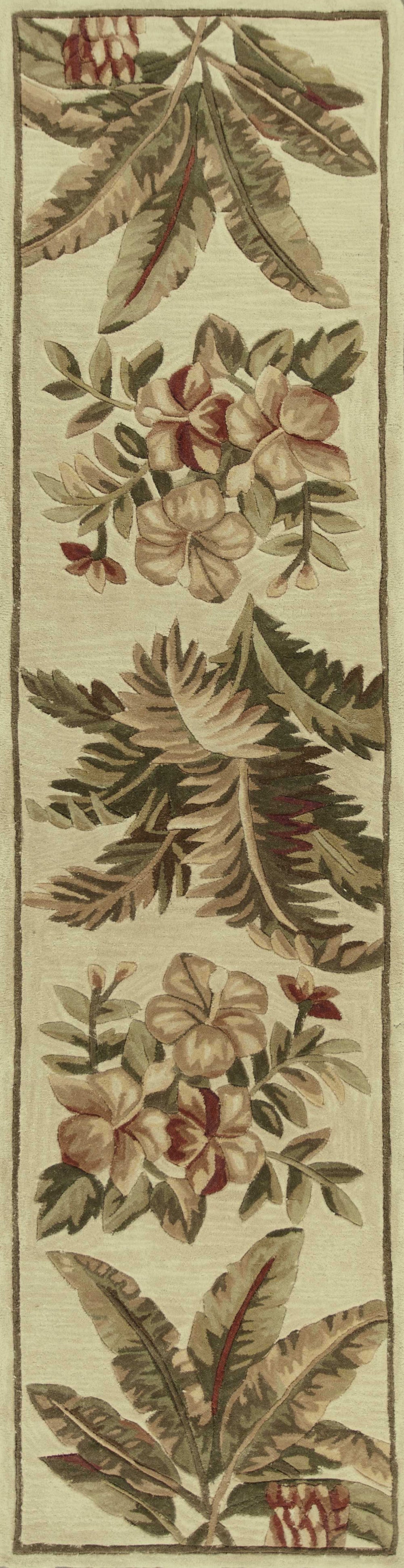 10' Ivory Hand Tufted Tropical Indoor Runner Rug - Homeroots - Flyclothing LLC