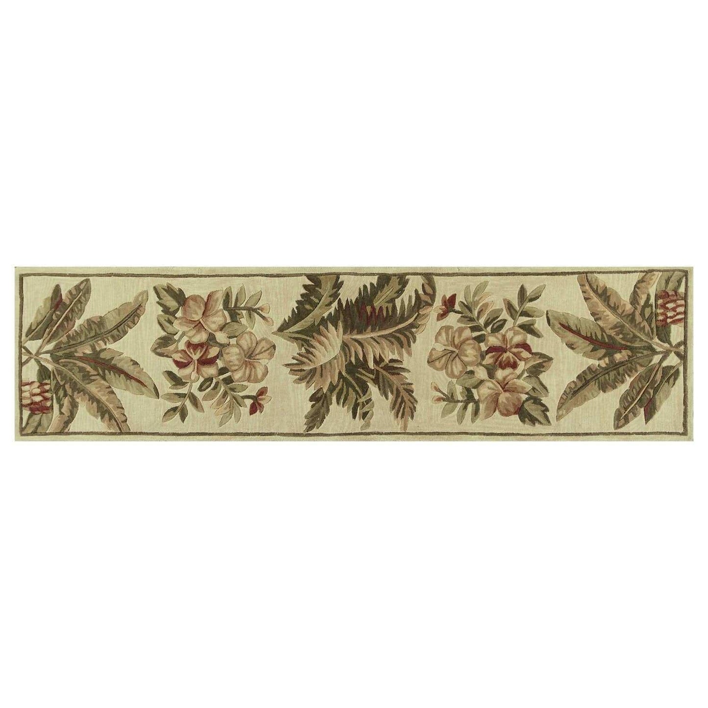 10' Ivory Hand Tufted Tropical Indoor Runner Rug - Homeroots - Flyclothing LLC