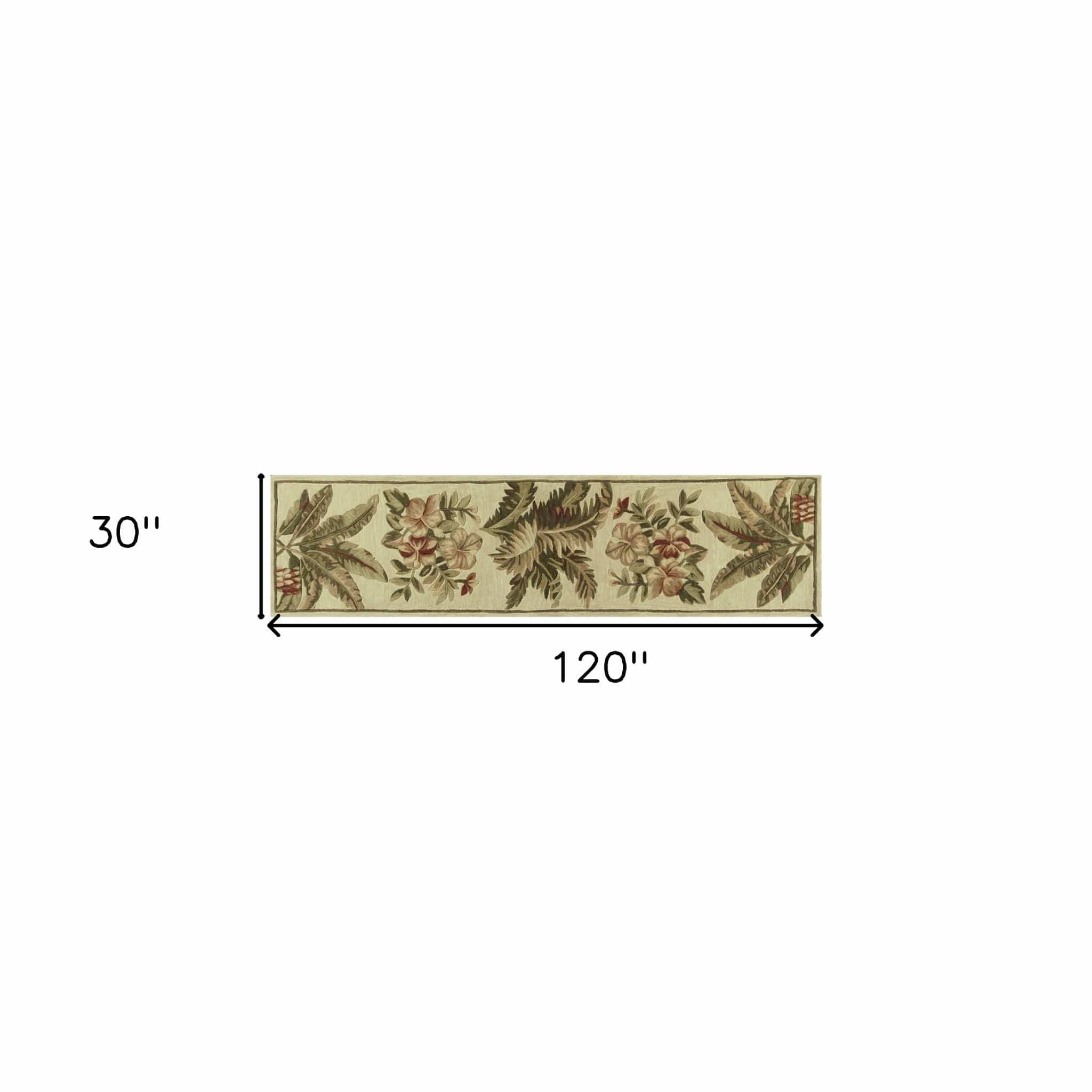 10' Ivory Hand Tufted Tropical Indoor Runner Rug - Homeroots - Flyclothing LLC