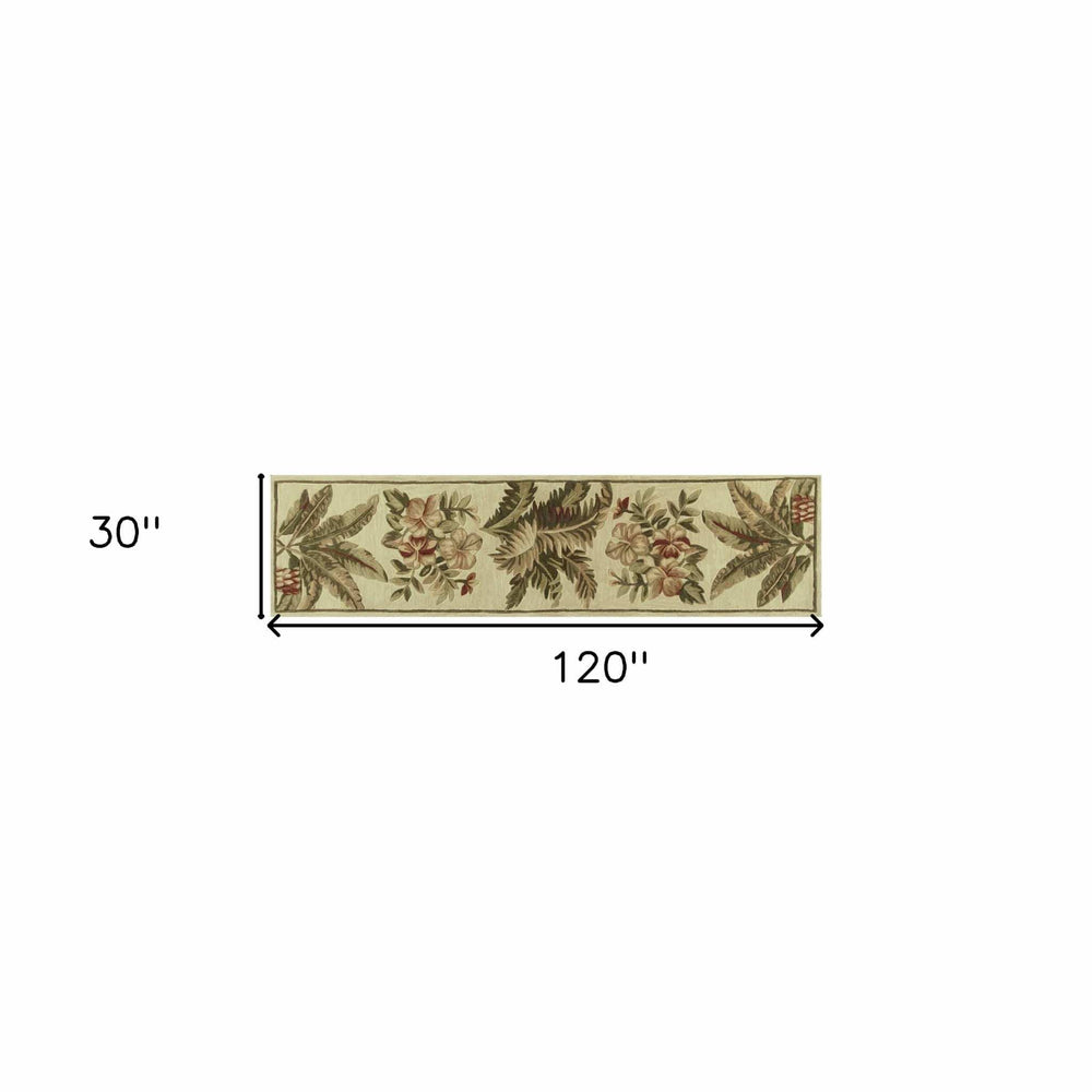 10' Ivory Hand Tufted Tropical Indoor Runner Rug - Homeroots - Flyclothing LLC