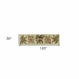 10' Ivory Hand Tufted Tropical Indoor Runner Rug - Homeroots