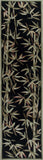 10' Black Hand Tufted Bordered Tropical Bamboo Indoor Runner Rug - Homeroots