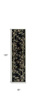 10' Black Hand Tufted Bordered Tropical Bamboo Indoor Runner Rug - Homeroots