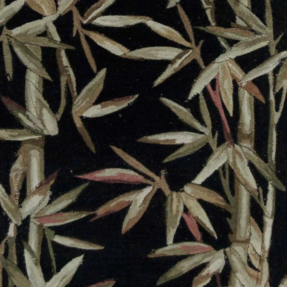 10' Black Hand Tufted Bordered Tropical Bamboo Indoor Runner Rug - Homeroots - Flyclothing LLC