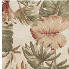 2' X 10' Beige Palm Leaves Wool Indoor Runner Rug