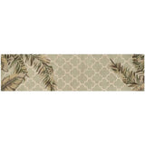2' X 10' Sage Tropical Leaves Mosaic Wool Indoor Runner Rug - Homeroots
