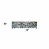 2' X 10' Grey Or Blue Tropical Leaves Wool Indoor Runner Rug - Homeroots - Flyclothing LLC