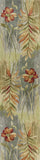 10' Green Blue Hand Tufted Tropical Plants Indoor Runner Rug - Homeroots