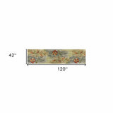 10' Green Blue Hand Tufted Tropical Plants Indoor Runner Rug - Homeroots