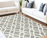 5' X 8' Grey Ivory Machine Woven Ogee Indoor Area Rug - Homeroots