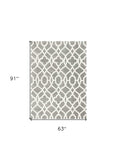 5' X 8' Grey Ivory Machine Woven Ogee Indoor Area Rug - Homeroots