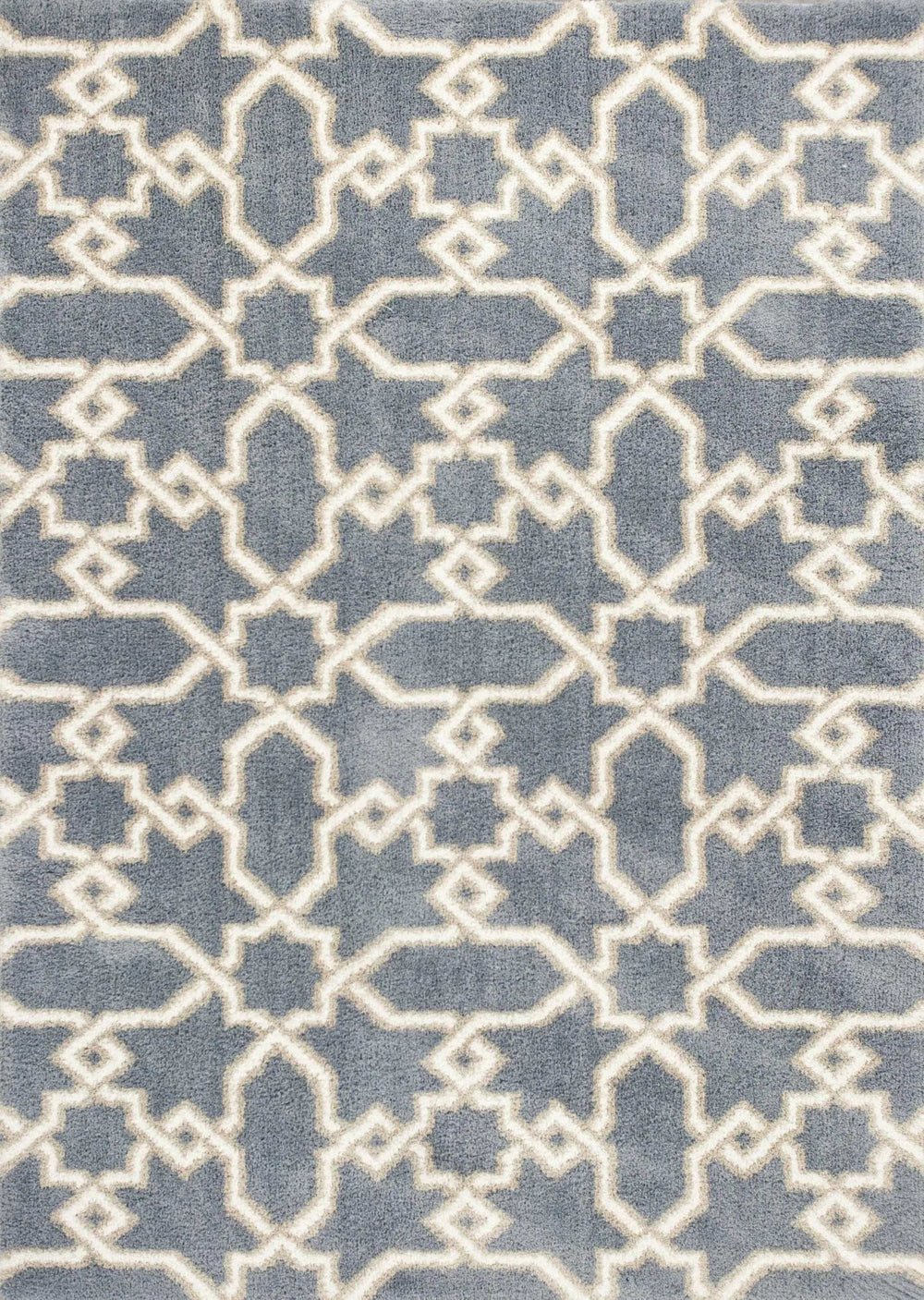 5' X 8' Slate Blue Geometric Pattern Microfiber Indoor Area Rug - Homeroots - Flyclothing LLC