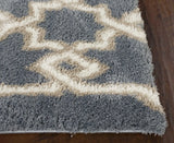 5' X 8' Slate Blue Geometric Pattern Microfiber Indoor Area Rug - Homeroots - Flyclothing LLC
