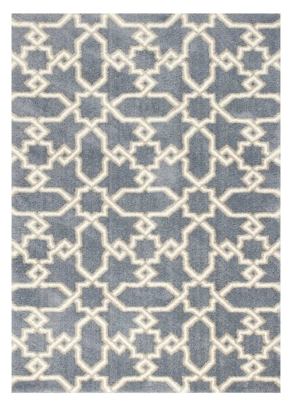 5' X 8' Slate Blue Geometric Pattern Microfiber Indoor Area Rug - Homeroots - Flyclothing LLC