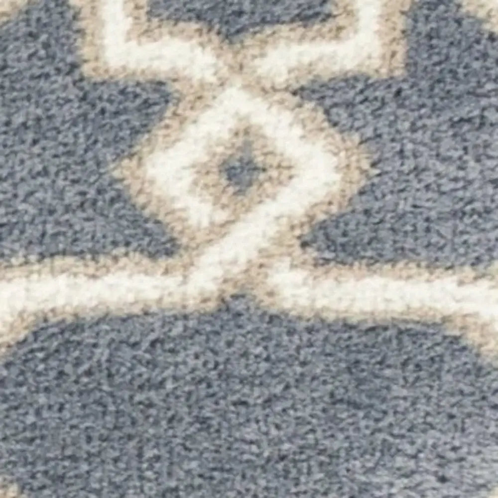 5' X 8' Slate Blue Geometric Pattern Microfiber Indoor Area Rug - Homeroots - Flyclothing LLC