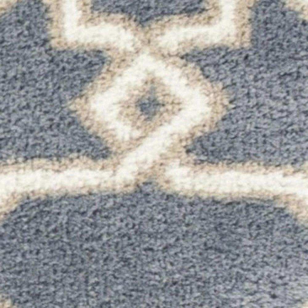 5' X 8' Slate Blue Geometric Pattern Microfiber Indoor Area Rug - Homeroots - Flyclothing LLC