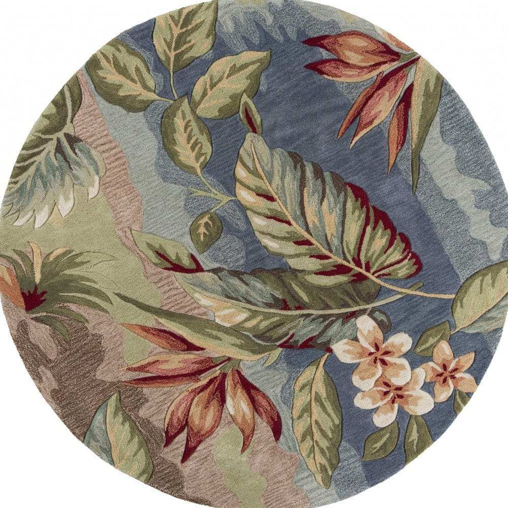 6' X 6' Blue and Green Hand Tufted Area Rug - Homeroots - Flyclothing LLC