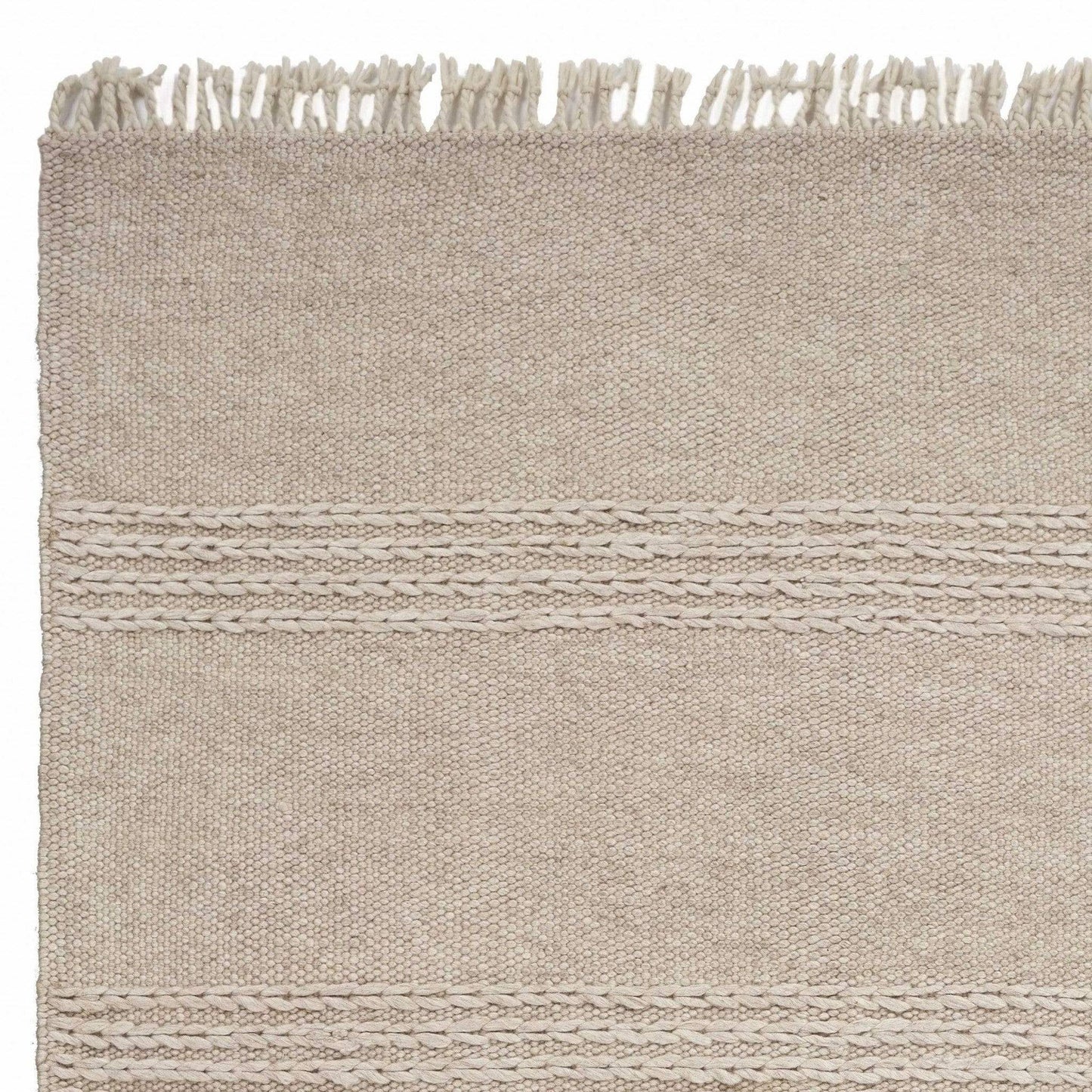 5' X 8' Natural Plain Wool Indoor Area Rug With Fringe - Homeroots - Flyclothing LLC