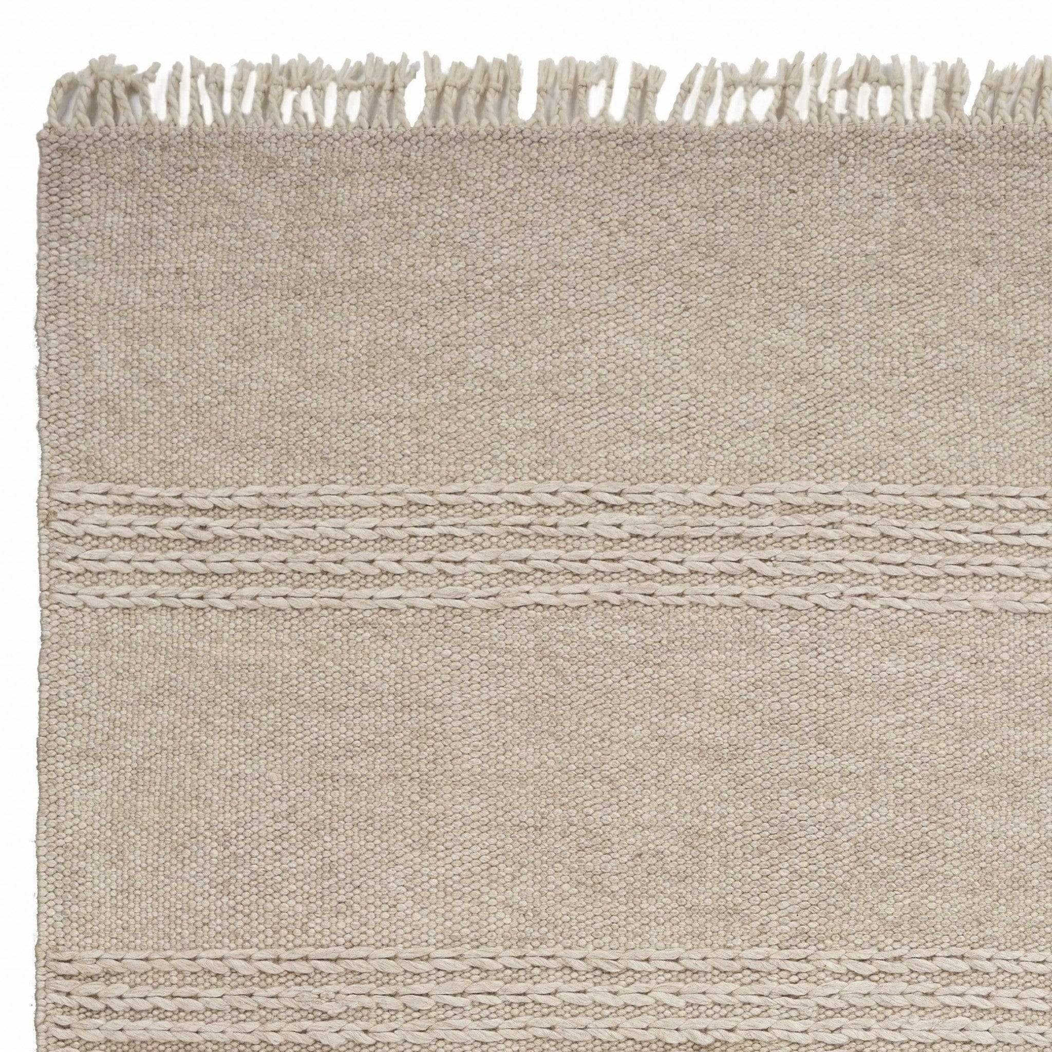 5' X 8' Natural Plain Wool Indoor Area Rug With Fringe - Homeroots - Flyclothing LLC