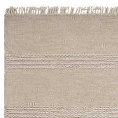 5' X 8' Natural Plain Wool Indoor Area Rug With Fringe - Homeroots