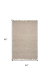 5' X 8' Natural Plain Wool Indoor Area Rug With Fringe - Homeroots