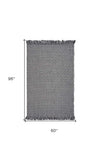 5' X 8' Grey Hand Woven Houndstooth Indoor Area Rug - Homeroots