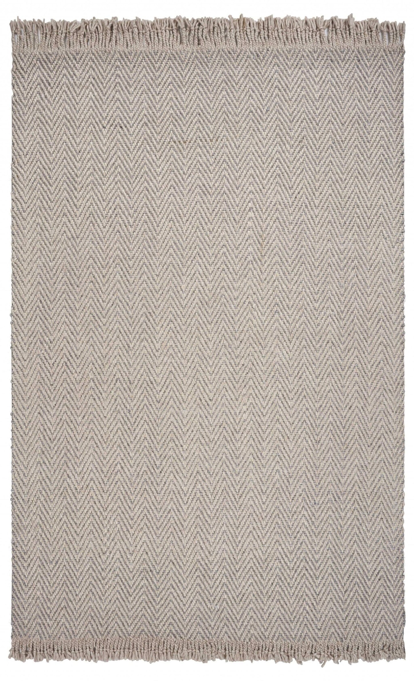 5' X 8' Oatmeal Beige Hand Woven Houndstooth Indoor Area Rug - Homeroots - Flyclothing LLC