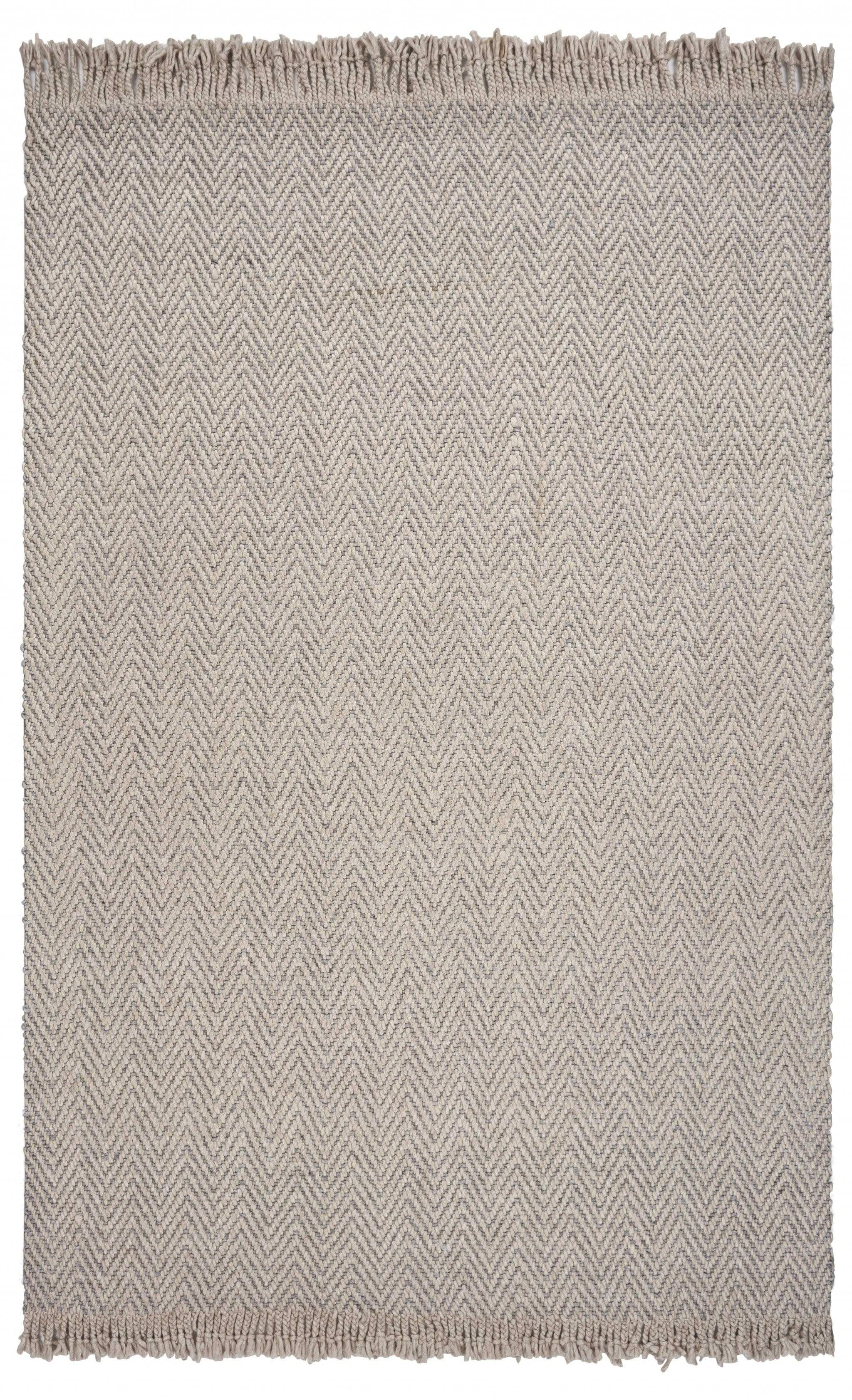 5' X 8' Oatmeal Beige Hand Woven Houndstooth Indoor Area Rug - Homeroots - Flyclothing LLC