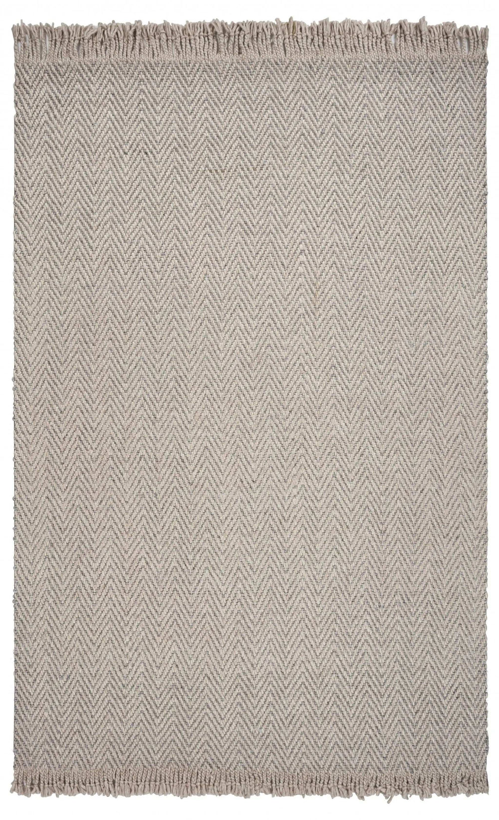 5' X 8' Oatmeal Beige Hand Woven Houndstooth Indoor Area Rug - Homeroots - Flyclothing LLC