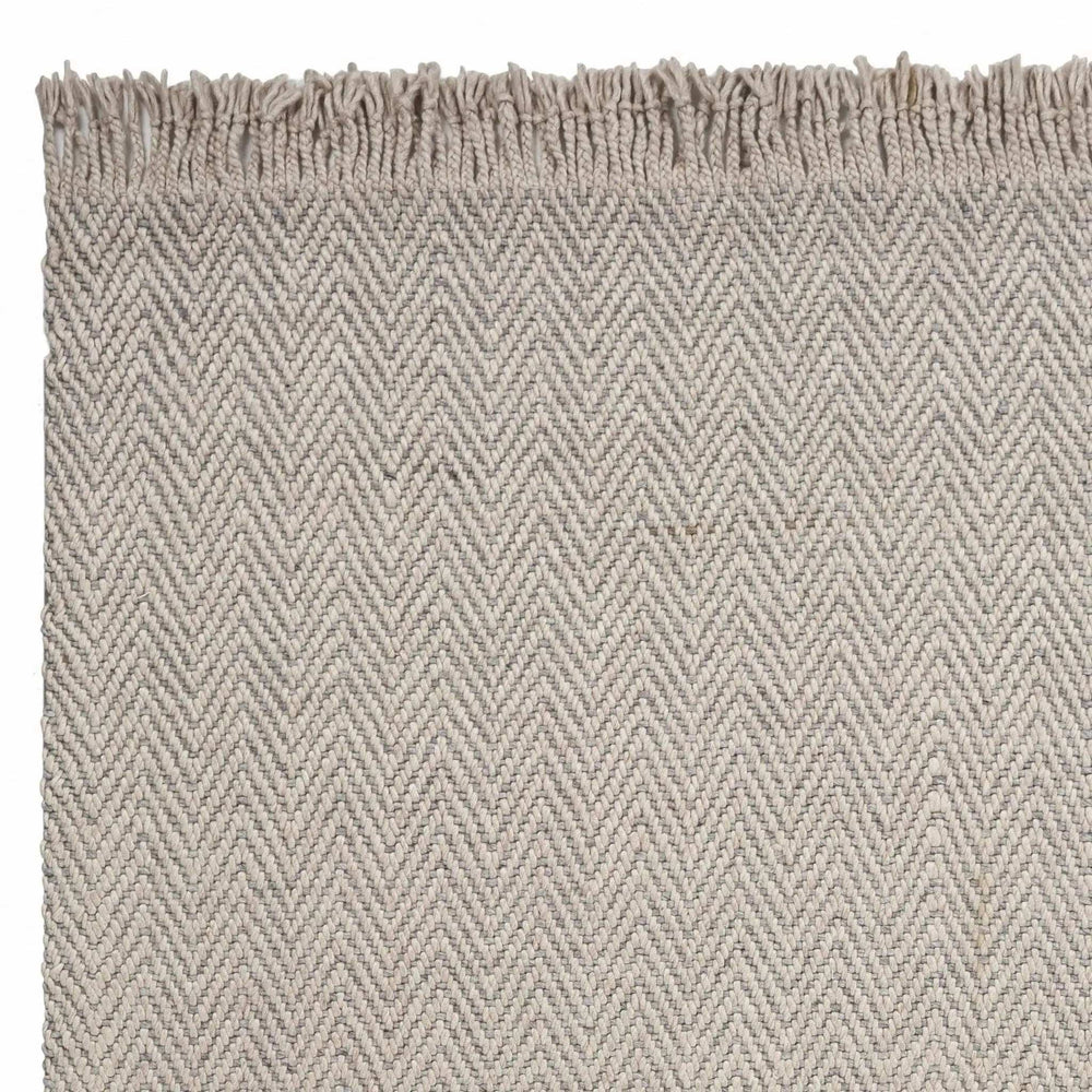 5' X 8' Oatmeal Beige Hand Woven Houndstooth Indoor Area Rug - Homeroots - Flyclothing LLC