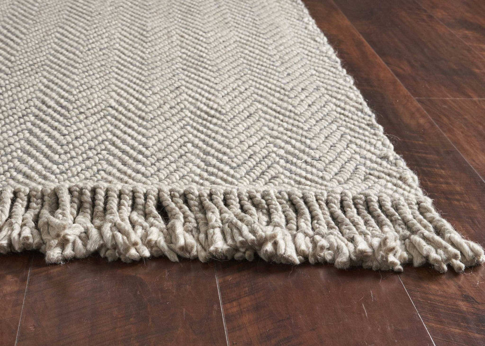 5' X 8' Oatmeal Beige Hand Woven Houndstooth Indoor Area Rug - Homeroots - Flyclothing LLC