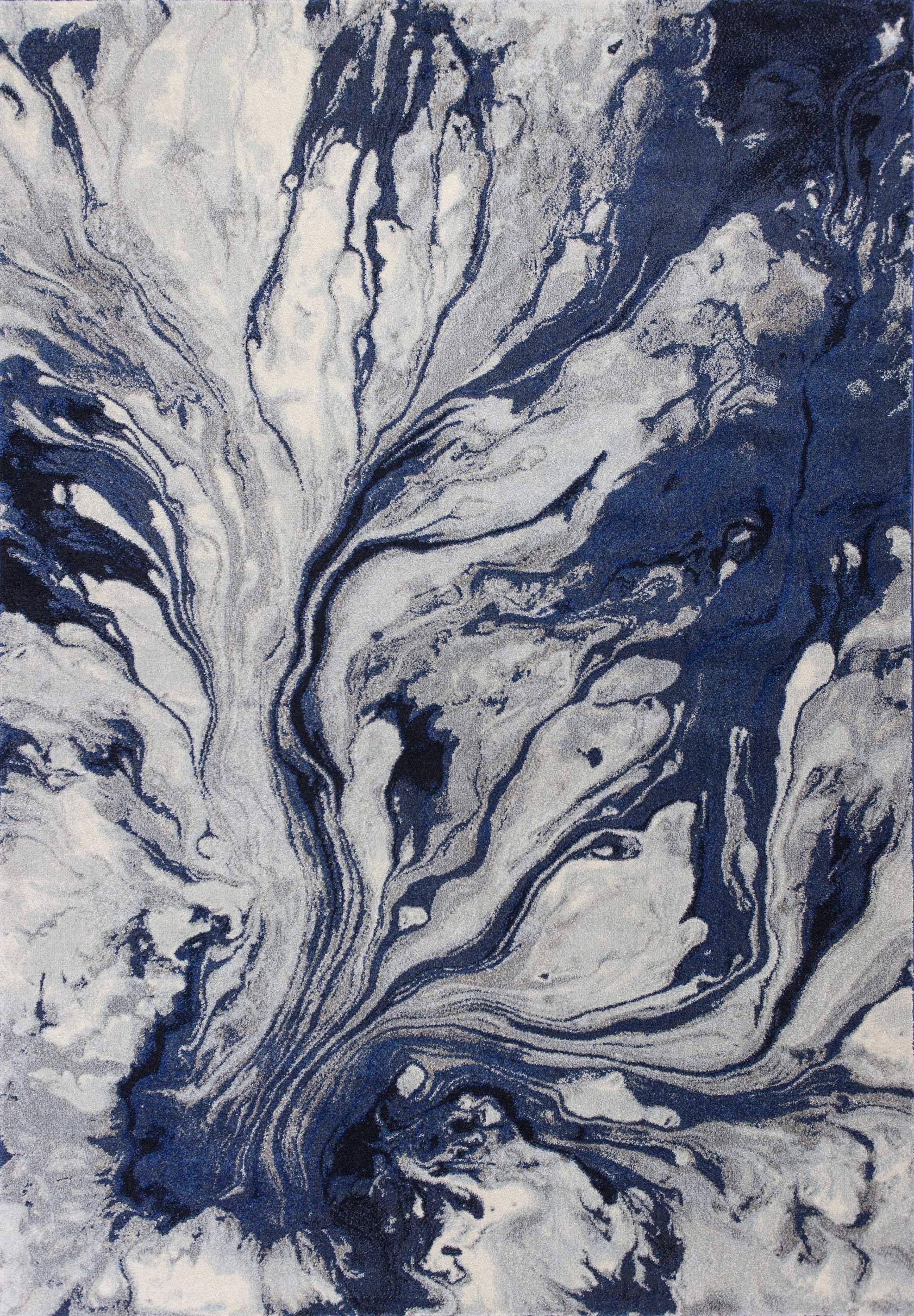 7' X 10' Blue Machine Woven Abstract Watercolor Indoor Area Rug - Homeroots - Flyclothing LLC