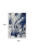 7' X 10' Blue Machine Woven Abstract Watercolor Indoor Area Rug - Homeroots