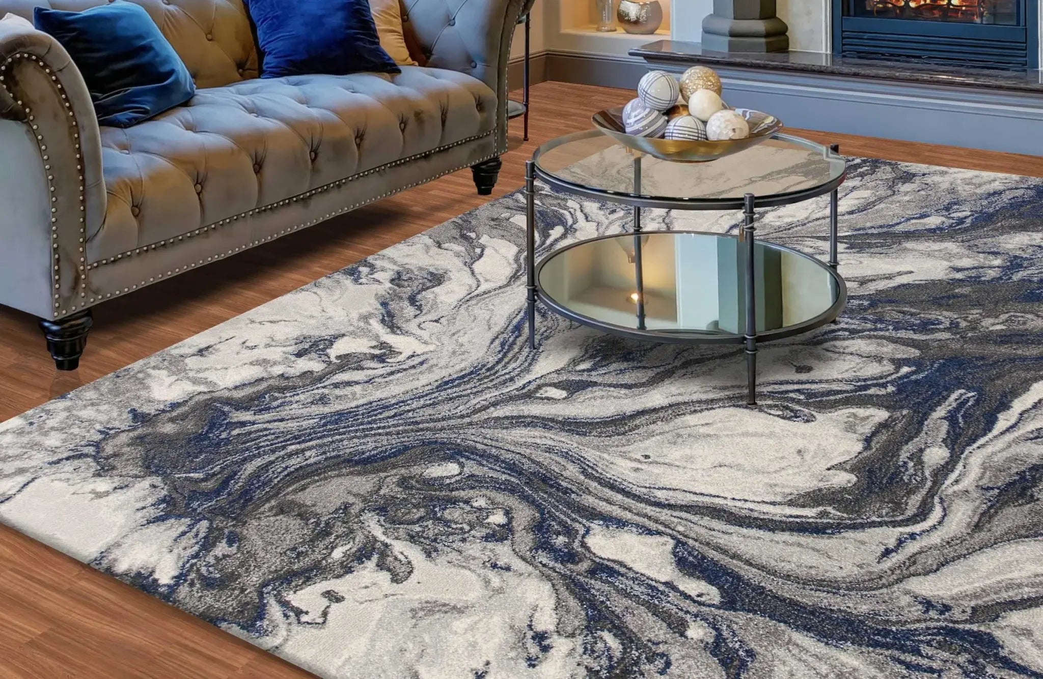 6' X 9' Grey Abstract Marble Design Indoor Area Rug - Homeroots - Flyclothing LLC