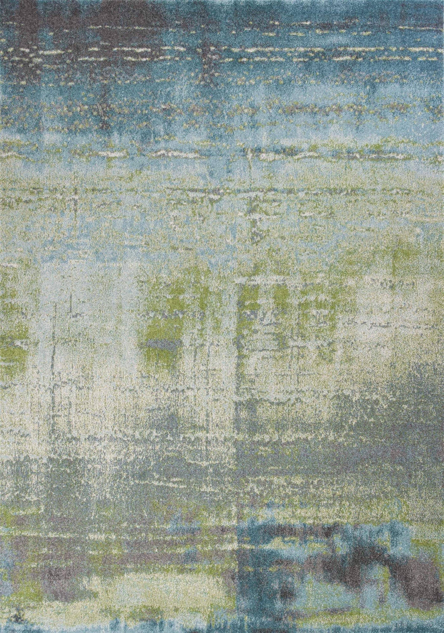 7' X 10' Blue Green Machine Woven Abstract Brushstroke Indoor Area Rug - Homeroots - Flyclothing LLC