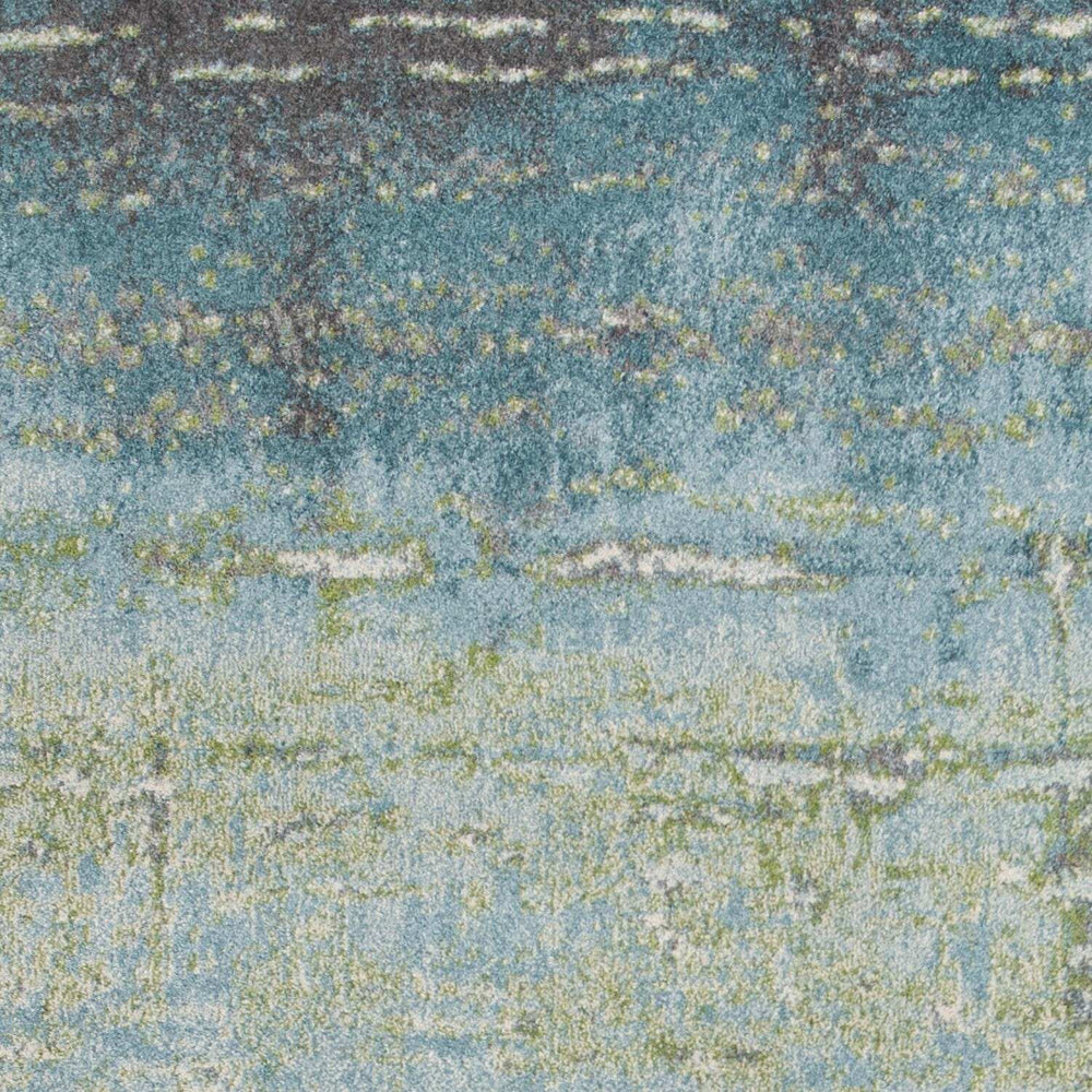 7' X 10' Blue Green Machine Woven Abstract Brushstroke Indoor Area Rug - Homeroots - Flyclothing LLC