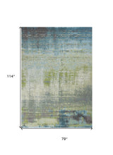 7' X 10' Blue Green Machine Woven Abstract Brushstroke Indoor Area Rug - Homeroots - Flyclothing LLC