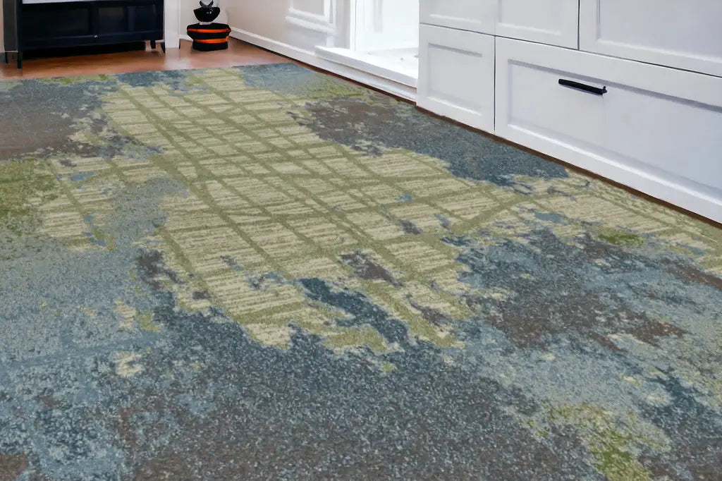 6' X 9' Green Or Blue Abstract Design Indoor Area Rug - Homeroots - Flyclothing LLC