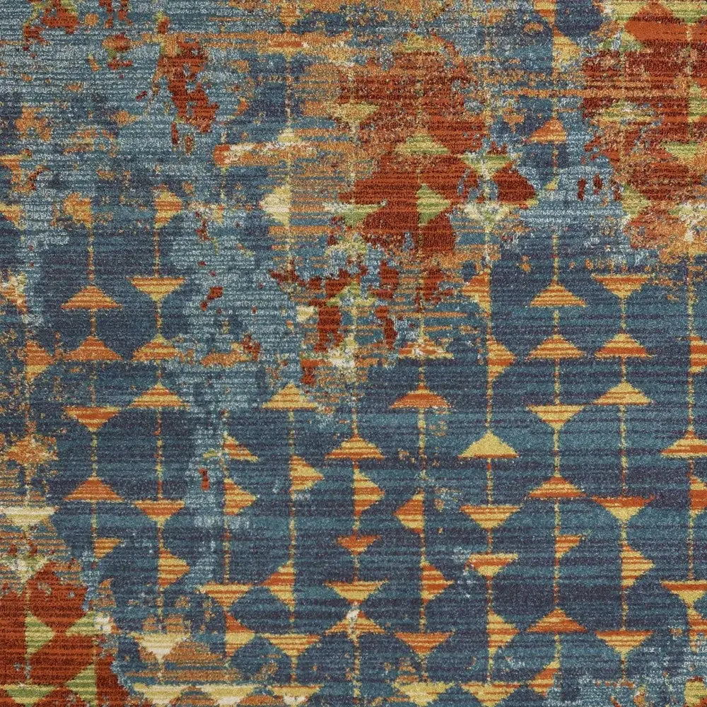 7' X 10' Blue Coral Machine Woven Abstract Triangular Strings Indoor Area Rug - Homeroots - Flyclothing LLC
