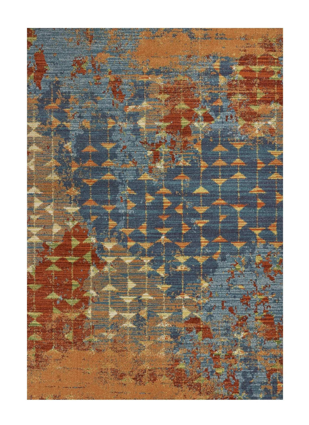 7' X 10' Blue Coral Machine Woven Abstract Triangular Strings Indoor Area Rug - Homeroots - Flyclothing LLC