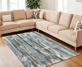 7' X 10' Teal Blue Machine Woven Abstract Stripes Indoor Area Rug - Homeroots - Flyclothing LLC