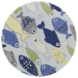 7' Round Light Blue School Of Fish Indoor Area Rug - Homeroots - Flyclothing LLC